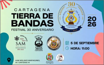 La Banda de Ntra. Sra. de la Soledad celebra su 30.º aniversario reuniendo a las cuatro bandas de música de Cartagena